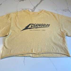 J. Galt pale yellow cropped one size fits all Tee